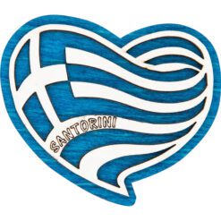 Ξύλινο μαγνητάκι  Σημαία καρδία