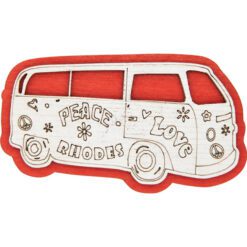 Ξύλινο μαγνητάκι Hippie Van